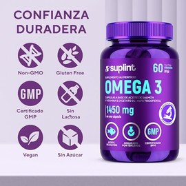 Omega 3 de Aceite de Salmón 3420 mg – EPA, DHA y Vitamina E – Suplemento Natural para Corazón, Cerebro y Articulaciones – Sin Gluten, Sin OGM – 60 Cáp