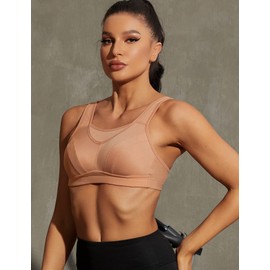 WingsLove Women's Sports Bra High Impact Bra Full Coverage Wirefree Workout Non Padded Ultimate Running Bra Sports Bra Women Plus Size Orange