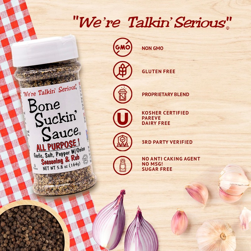 Bone Suckin' All Purpose Seasoning & Rub, Zero Calorie, Sugar