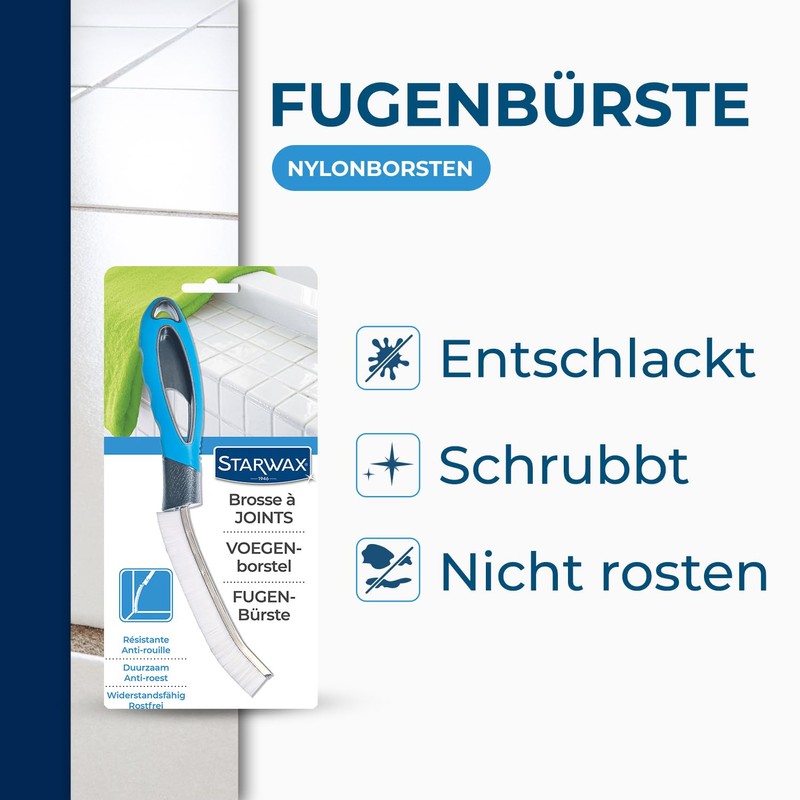 STARWAX - Fugenbürste - Widerstandsfähig - Anti-Rost - Schrubbt -