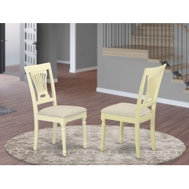 East West Furniture PVC WHI C Plainville dining chair set of 2 Microfiber Upholstery Seat and Buttermilk Hardwood Structure modern dining room chairs