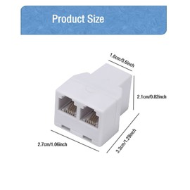 LanSenSu Phone Line Splitter,Telephone Splitter,with RJ11 6P4C Plugs,Suitable for Telephone,Fax Machine,White 1-Pack