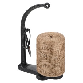 Cast Iron Twine Holder Set, Holders with Scissors and Jute Twine Roll, String Holder Dispenser for Crafting, Gardening, Gift Wrapping Black