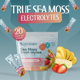 True Sea Moss Electrolytes – Mango & Pineapple  – Natural from Wild Sea Moss with Himalayan Salt & Vitamins – Supports Energy, Focus, Skin, Digestion & Mood:_Banana & Strawberry