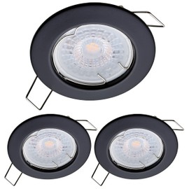 Oktaplex Lighting Set of 3 LED Recessed Spotlights Sedan with LED Module 4.8 W 4000 K 230 V 380 lm Neutral White 110° Spot Black Hole Size 60 mm