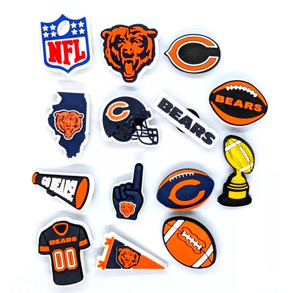 CHICAGO BEARS SHOE CHARMS (14pcs) Football Cool Gift Accessories Set