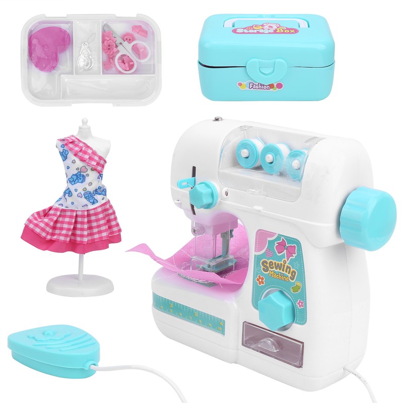Kids Sewing Machine Toy Kit Portable W/Model Tape Scissor Threader