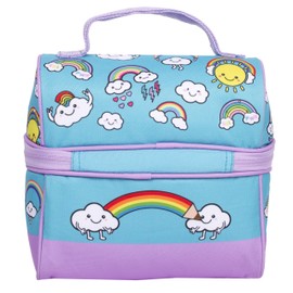FRINGOO Boys Girls Lunch Bag Thermal Insulated Retro Food Carrier School Lunch Box for Kids Nursery Lunchie Picnic (Rainbow World)