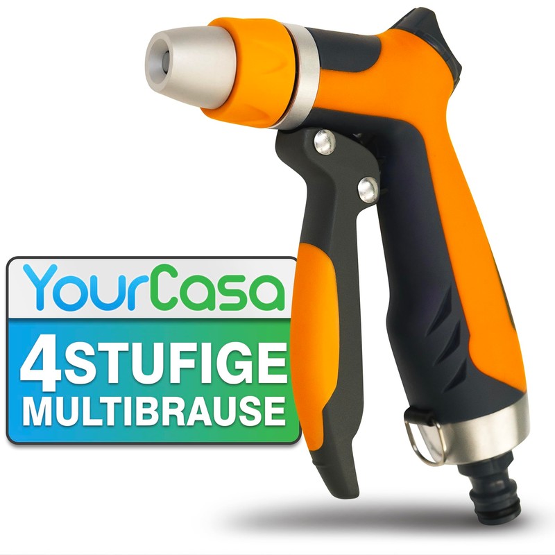 YourCasa Gartenbrause aus Aluminiumgehäuse - Gartenspritze verstellbaren Sprühmustern - Brause