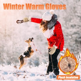 Women Winter Warm Gloves,Khaki Fabric Thick Fleece Lined Gloves, Thermal Touchscreen Gloves Ladies Winter Present for Dressing Cycling Skiing Running Outdoor Sports