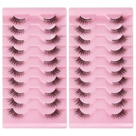 Gjinxi Pestañas Postizas De Media Pestaña, Aspecto Natural, Tenues, 20 Pares, Estilo Ojo De Gato, 3D, Esponjosas, De Visón Sintético, De 15 Mm, Con Aspecto De Extensiones, Rizadas Y Suaves.