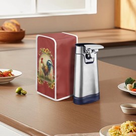 Annejudy Electric Can Opener Covers Stain Protection Machine Washable Can Opener Cover Fits for Most Electric Automatic Can Openers, Rooster Sunflower Pattern