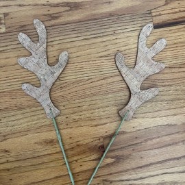 Sullivan Floral 2 Pair of Brown Cork Wood Floral Pick Deer Antlers Christmas Decor 24" x 6"