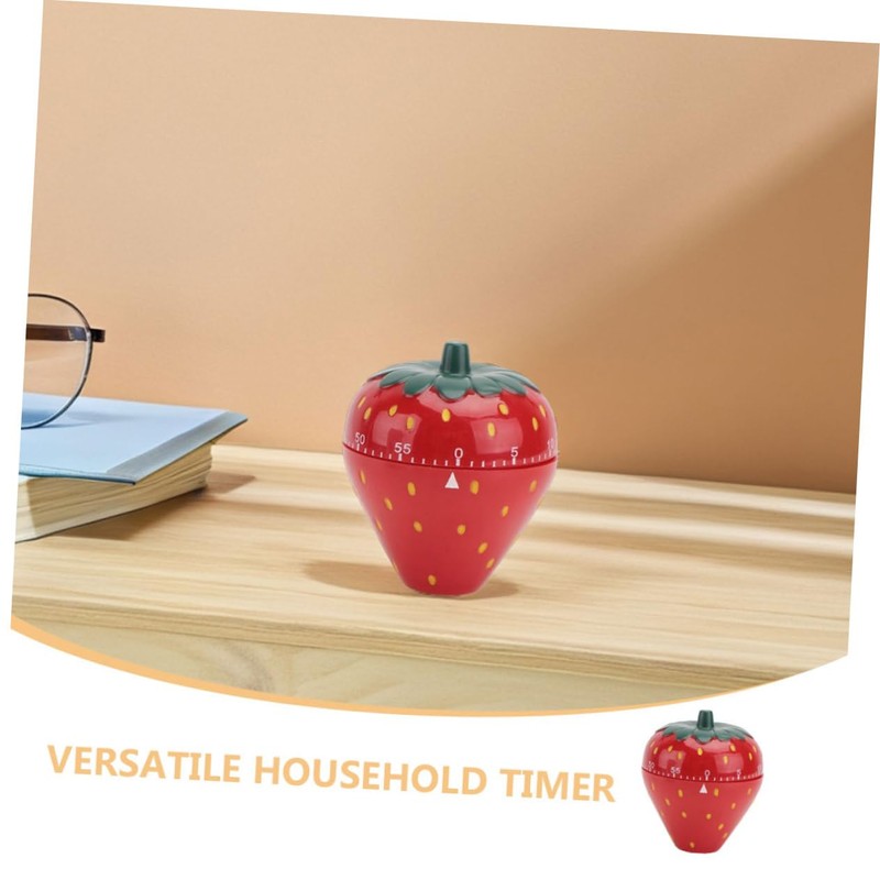STOBAZA Strawberry-Shaped Mechanical Timer for Kitchen Use Portable Countdown Timer