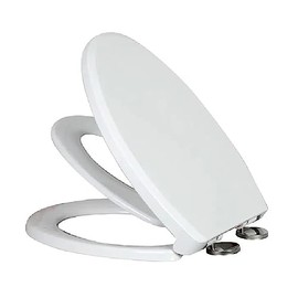 Sunberry Elongated Slow Close Family Toilet Seat with Built In Magnetic Toddler Potty Training Seat White with Grey Accents and Chrome Hardware Two Button Quick Disconnect Lid for Easy Cleaning