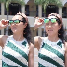 yodo Fit Over Glasses Sunglasses with Polarized Lenses for Men and Women,Black Frame/Green Mirrored Lens