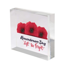 stika.co Lest We Forget Poppy Acrylic Block - Remembering Our Heroes - Tribute for Remembrance Day, Anzac Day, Armistice Day - Paying Tribute to Fallen Soldiers and War Heroes - Inspirational Ornament