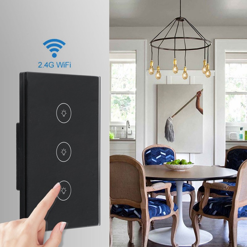 3 Gang Smart WiFi Light Switch Panel Touchable Wireless APP