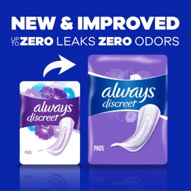 Always Discreet for Bladder Leaks, Ultimate Overnight, Long Length, 28 Pads (Packaging May Vary)