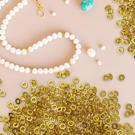 1000PCS 6mm Flat Round Spacer Beads, Spacer Beads, 6mm Round Disk Spacer Beads, Flat Spacer Beads, Loose Disc Beads for DIY Bracelet Necklace Earring Jewelry Making Supplies(Golden)