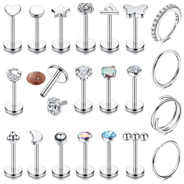 JeweBella 16G Helix Piercings Surgical Steel Tragus Piercing Gold Silver