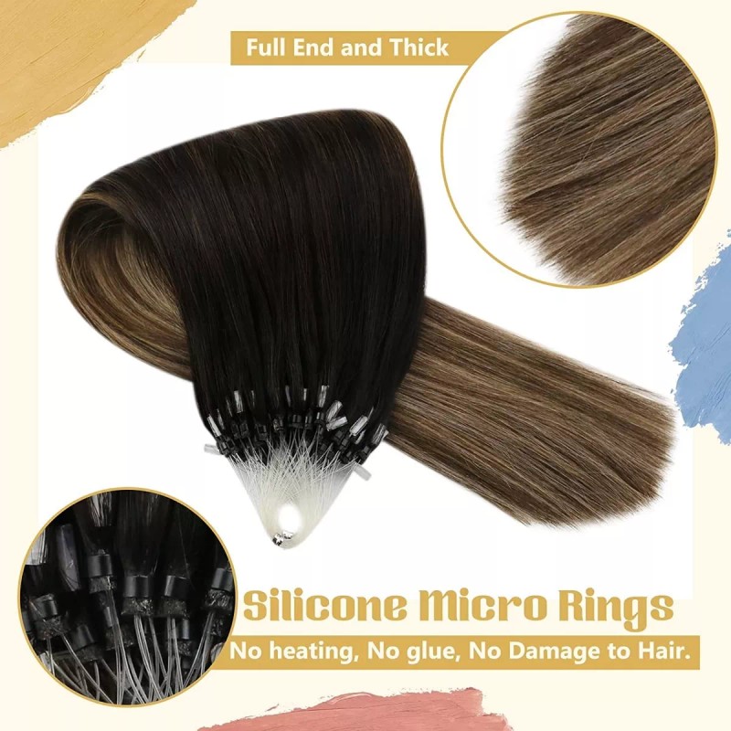 sunny hair Extensiones Cabello Real 50gr 14in Negro Mezcla Marrón
