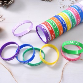 IDREAMBAND 60 Pieces Motivational Wristbands For Students , Colorful Inspirational Rubber Bracelets, Classroom Prizes/Gifts For Students. Party Supplies，Birthday Gifts，School Prizes For Teens Kids