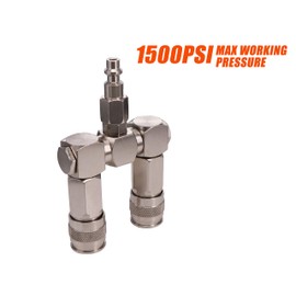 C CLINK 2-Way Air Hose Splitter Fittings,High Pressure Resistance Air Hose Connector, 360 Degree Swivel Design,Air Compressor Accessories Fittings