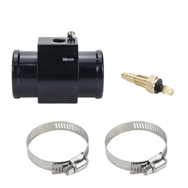 Modengzhe 38mm Aluminum Pipe Joint with Water Temp Meter Adapter for Car Radiator Hose Line Cooling Pipe Condenser Water Hose Temperature Gauge Adapter (200F ON - 185F Off)