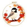 Zhenqing Black-Capped Chickadee Embroidery Kit for Beginners, Autumn Bird Needlework