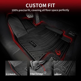 LASFIT Floor Mats for Toyota Highlander 2020-2024 (Not for Hybrid) All Weather TPE Floor Liner, Custom fit car mats, fit for 8-seat.