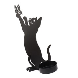 Home Decor Candlestick Durable Cat Candle Holder Decorative Candlestick Holder for Home Decor Wedding Dinning Party Cat Catching Butterfly