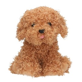 Depesche TOPModel 13514 Cuddly Toy Dog in Brown, Approx. 16 cm Large Plush Toy with Curly Fur and Pink Tongue
