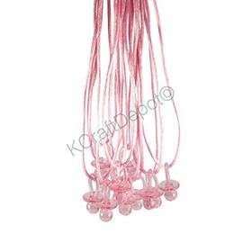 24 Pcs 1.25" Pink Plastic Pacifier with Light Pink Cord Necklaces "Don't Say Baby!" for Baby Shower Party Game/ Favors