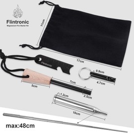 Survival Fire Steel, 2 Pack Flint Striker Steel Fire Starter Kit, Magnesium Ferrocium Rod Firesteel with Scale Scraper & Whistle, Outdoor Emergency Survival Tool for Travelling Camping Hiking