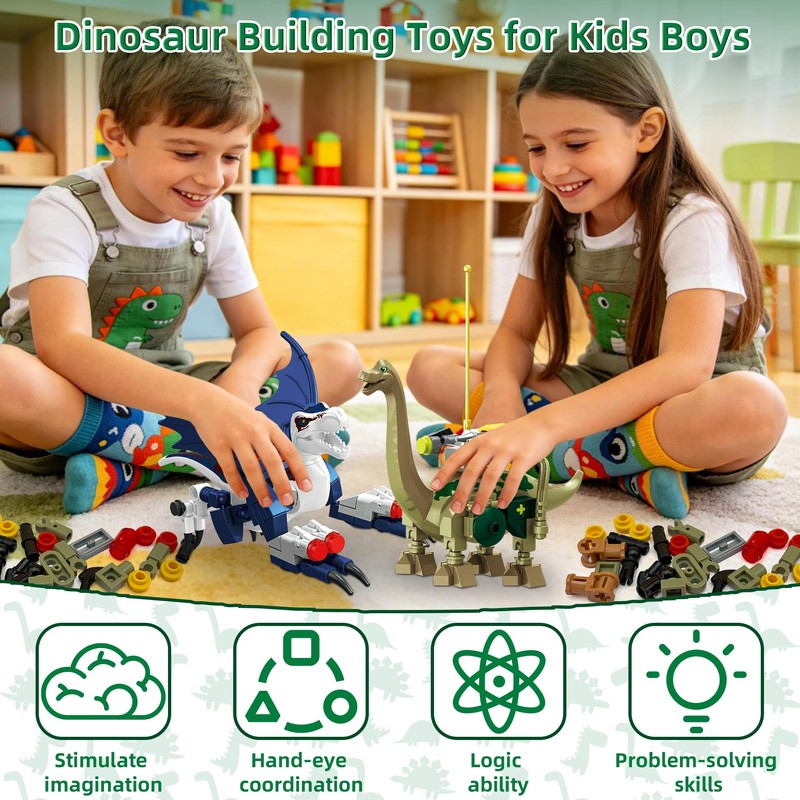 8 Packs Armor Battle Dinosaur Jurassic Building Block Set for