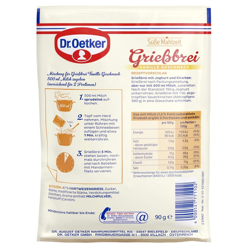Dr.Oetker Semolina Vanilla "Griessbrei" - 0.22 lbs
