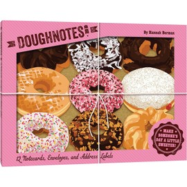 DoughNotes: 12 Notecards, Envelopes, and Address Labels (Donut Shaped Greeting Cards, Unique Novelty Stationery Gift)