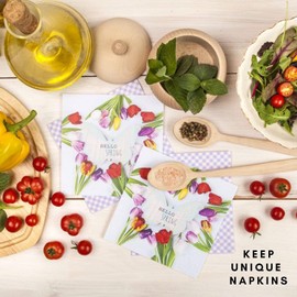 Keep Unique 20-ct 13x13 Garden Paper Summer Landscapes Luncheon Decoupage Napkins, 3-Ply Servilletas Printed Summer Cocktail Napkin for Art, Dinner and Party, Disposable Napkins Decor