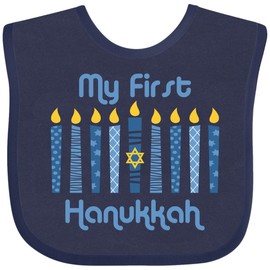 inktastic 1st Hanukkah Candles Baby Bib Navy Blue 27db6