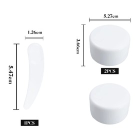 Travel Pots with Lids 2PCS 50ml Travel Containers for Toiletries and 1 Mini Spatula, Refillable Cosmetic Sample Jars for Creams Lotion Nail Art Glitter Jewelleries, White