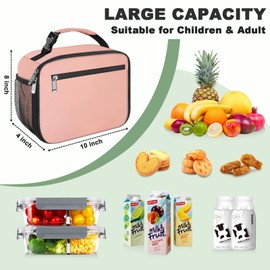 Kids Lunch Box for Boys Girls Lunch Bag Insulated Durable Lunchbox Children Lunch Tote Bag for School Pink