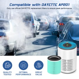 DAYETTE AP201 Replacement H13 HEPA Air Filter Air Purifier AP201, Toxin Absorber Filter