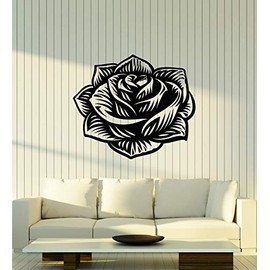 Vinyl Wall Decal Flower Rose Bud Gorgeous Floral Ornament Stickers Mural Large Decor (g2046) Black