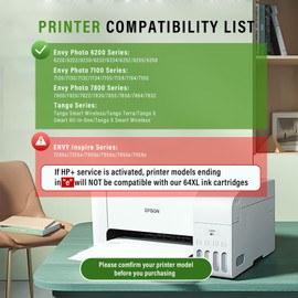 Tsytrl 64XL Ink Cartridge Combo Pack Replacement for HP 64XL Ink Cartridge Black Compatible with HP 64 Ink Fits for Envy Photo 6200/7100/7800/Tango Series Printer (1 Black)