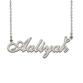 Dainty Friendship Name Necklace Silver for Girls with Heart Pendant Aaliyah