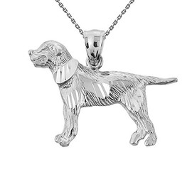 Fine Sterling Silver Sparkle-Cut Greater Swiss Mountain Dog Charm Pendant Necklace, 18"