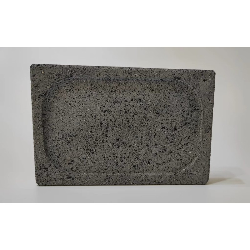 Volcanic stone cooking tile, surface groove, 8 "x 12", lava