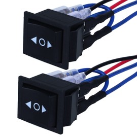 2Pcs ON-Off-ON Polarity Reversing Rocker Switch，DPDT 6 pins 3 Position Self-Locking Rocker Toggle Switch with Jumper Wires Snap 12V 125V 250V, Max Current 20A