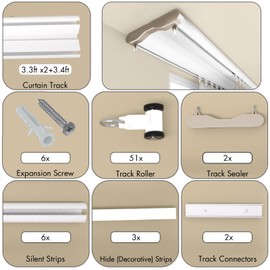Silent Double Curtain Track Ceiling Mount 6'/8'/10'/12'/15', Wide 4" White Aluminum track Curtains Rail Set, Bedroom/Window/Hotel Drop Ceiling Curtains Tracks (without curtains & hooks) (10ft/310cm)